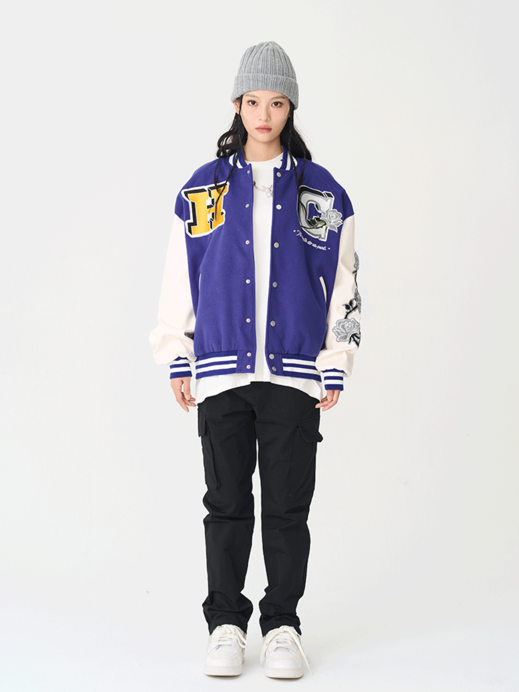 Harsh and Cruel Bouquet Of White Roses Varsity Jacket