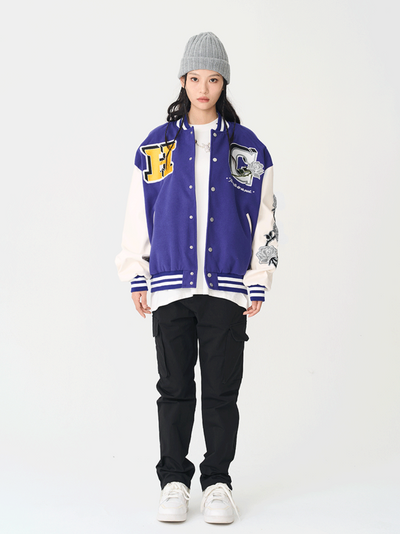 Harsh and Cruel Bouquet Of White Roses Varsity Jacket