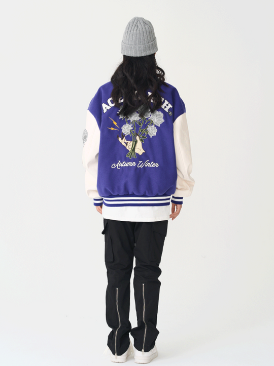 Harsh and Cruel Bouquet Of White Roses Varsity Jacket