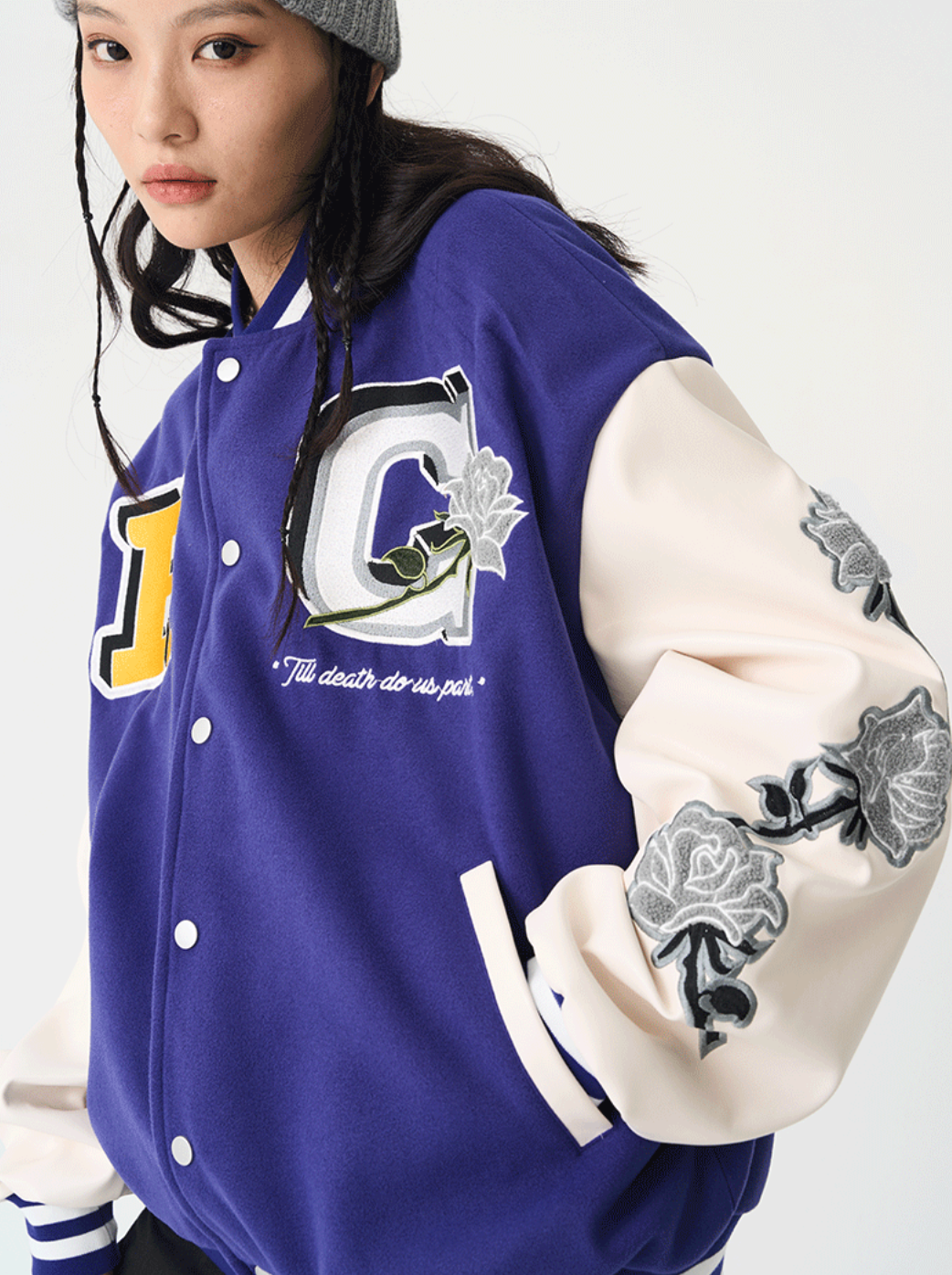 Harsh and Cruel Bouquet Of White Roses Varsity Jacket