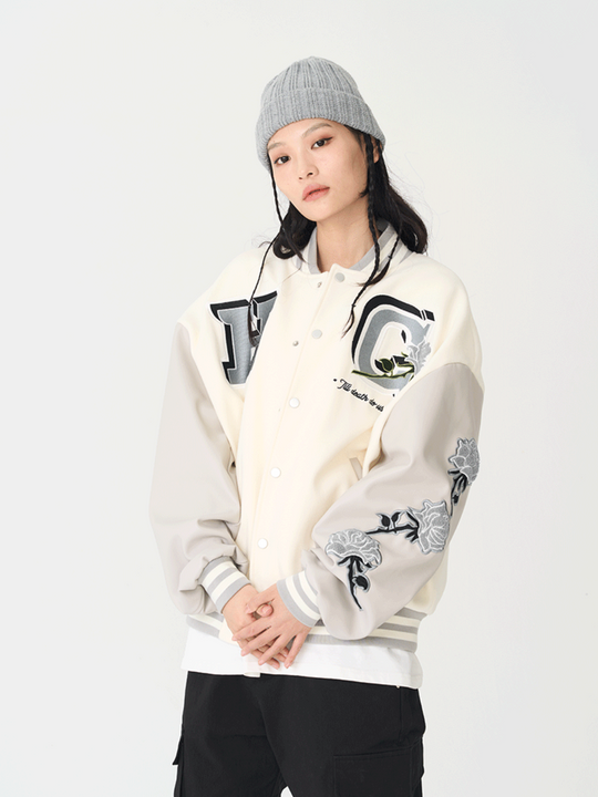 Harsh and Cruel Bouquet Of White Roses Varsity Jacket