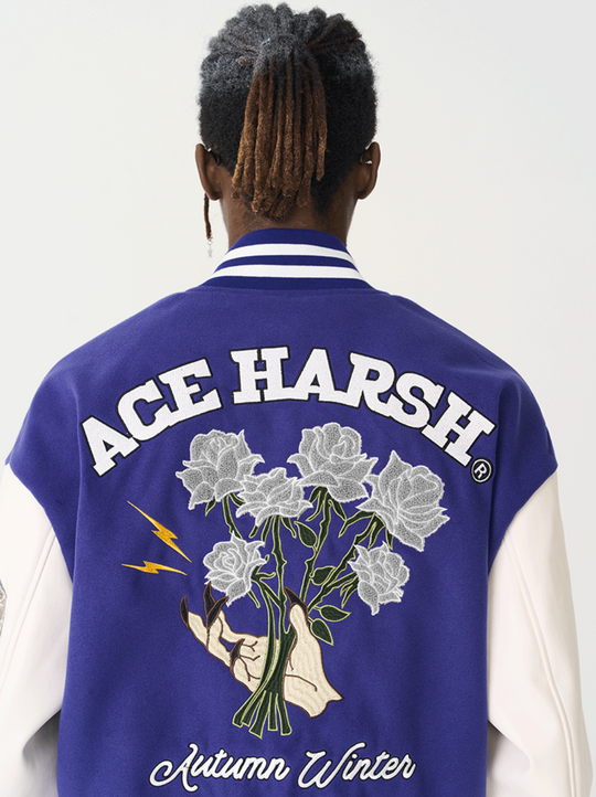 Harsh and Cruel Bouquet Of White Roses Varsity Jacket