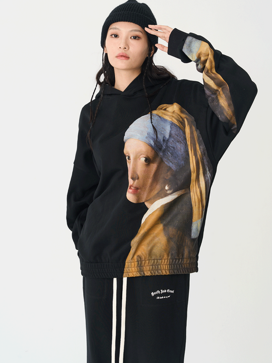 Harsh and Cruel The Girl With The Pearl Earring Printed Hoodie