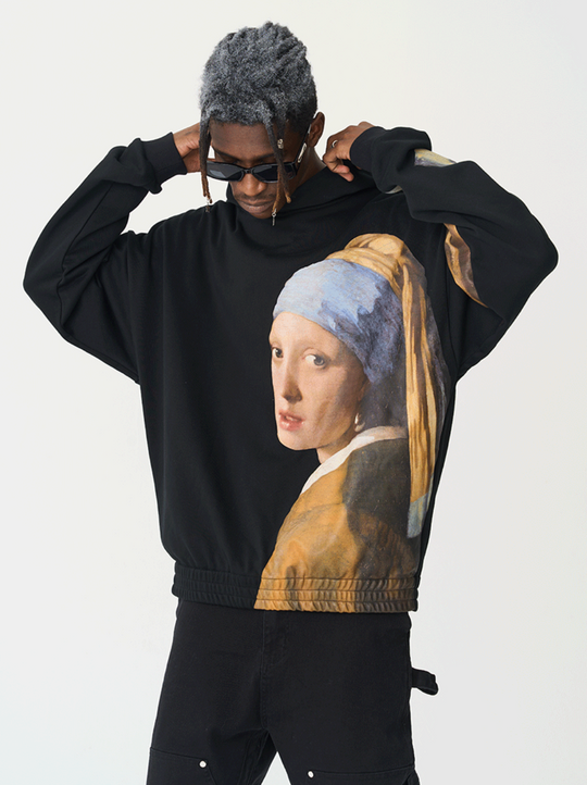Harsh and Cruel The Girl With The Pearl Earring Printed Hoodie