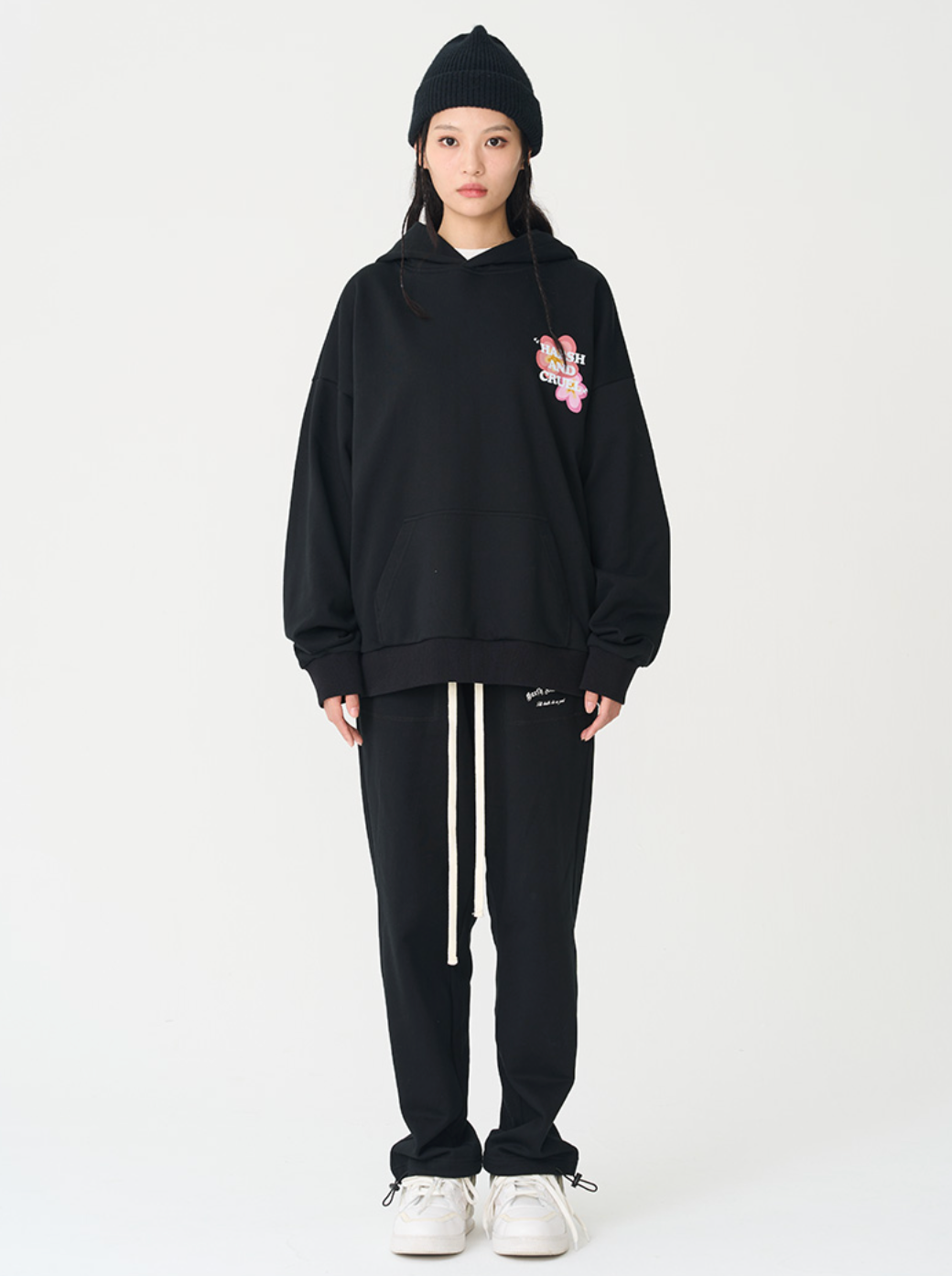 Harsh and Cruel Handpainted Flowers Ring Printed Hoodie