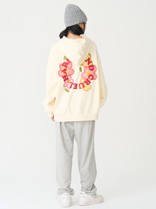 Harsh and Cruel Handpainted Flowers Ring Printed Hoodie