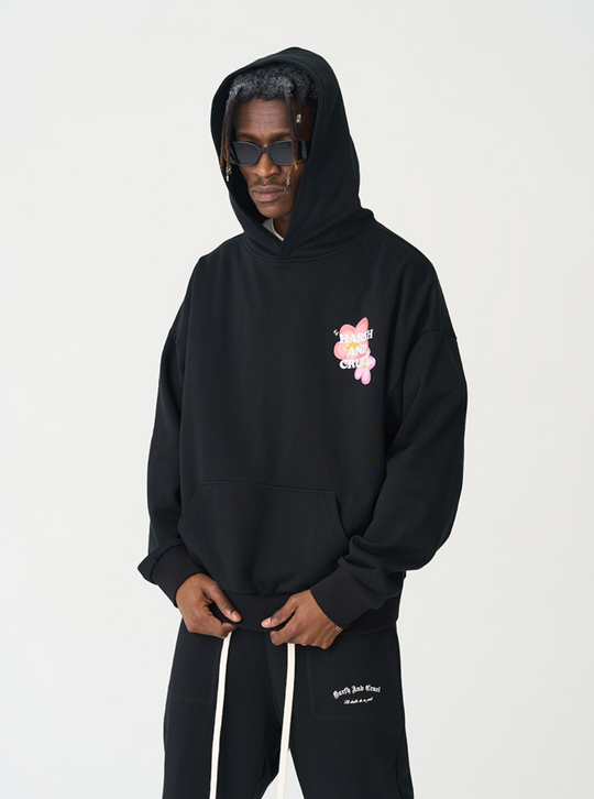 Harsh and Cruel Handpainted Flowers Ring Printed Hoodie