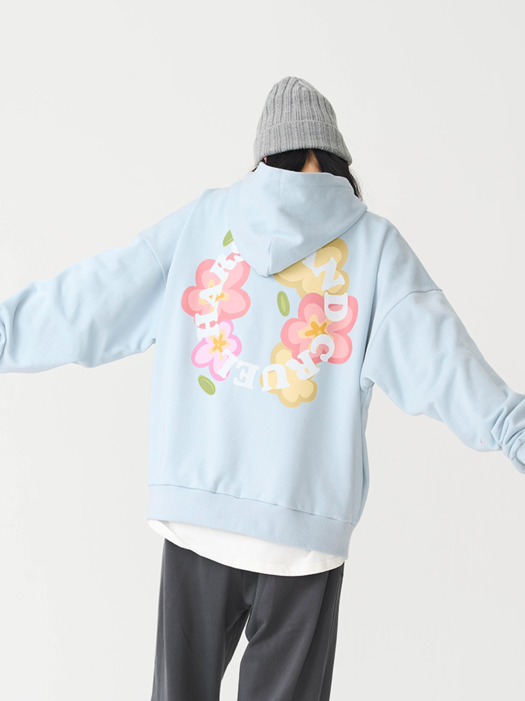 Harsh and Cruel Handpainted Flowers Ring Printed Hoodie