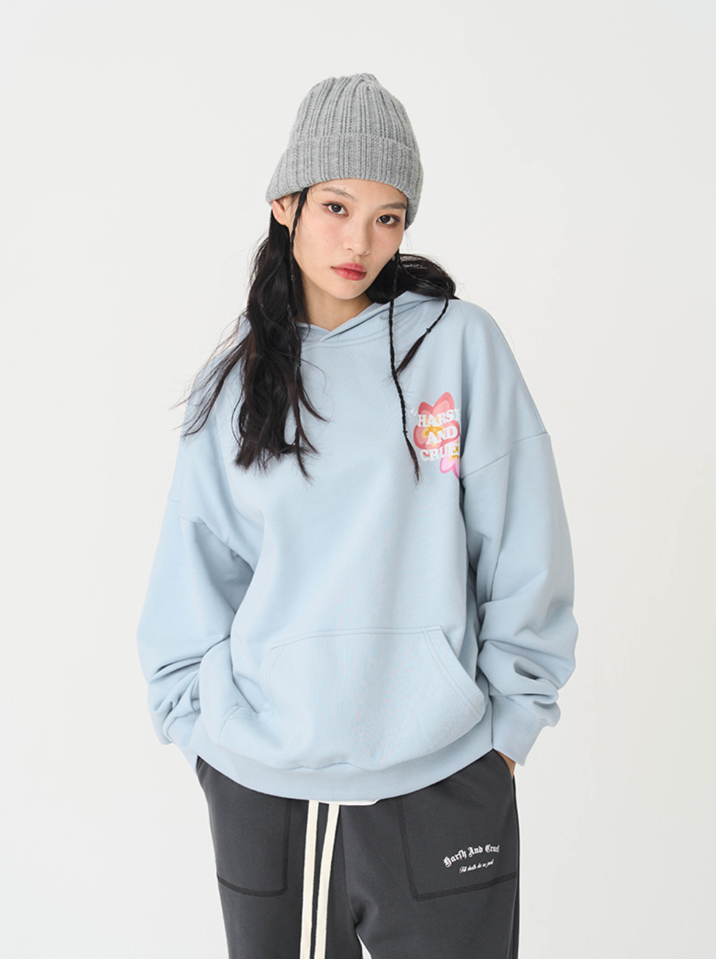 Harsh and Cruel Handpainted Flowers Ring Printed Hoodie