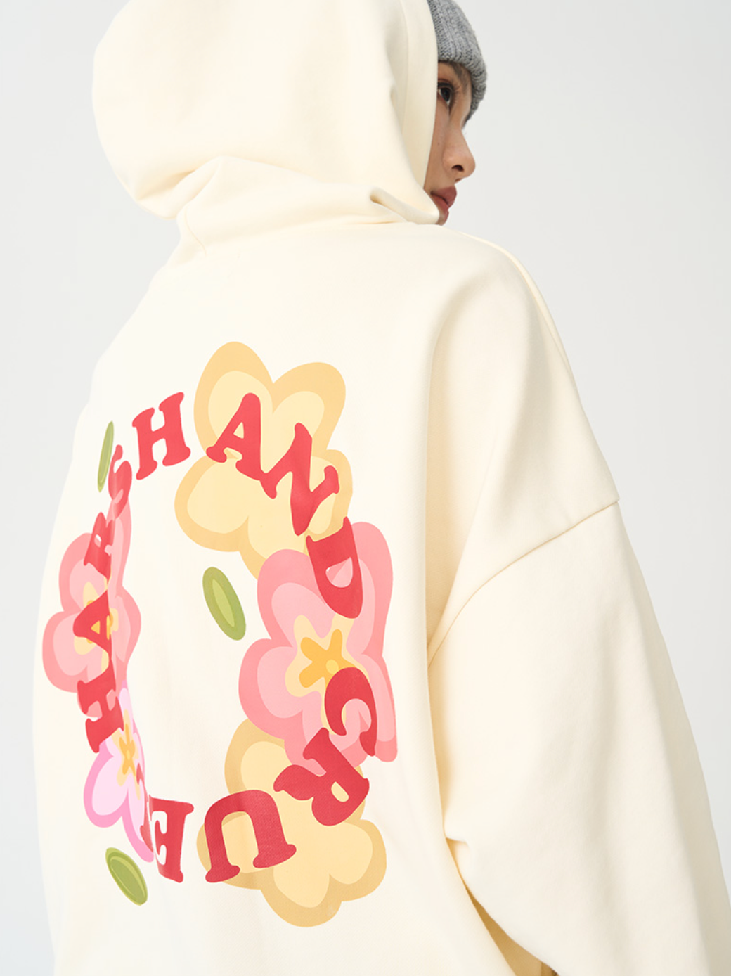 Harsh and Cruel Handpainted Flowers Ring Printed Hoodie