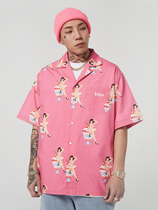 VOTE Ice Cream Girl Cuban Shirt