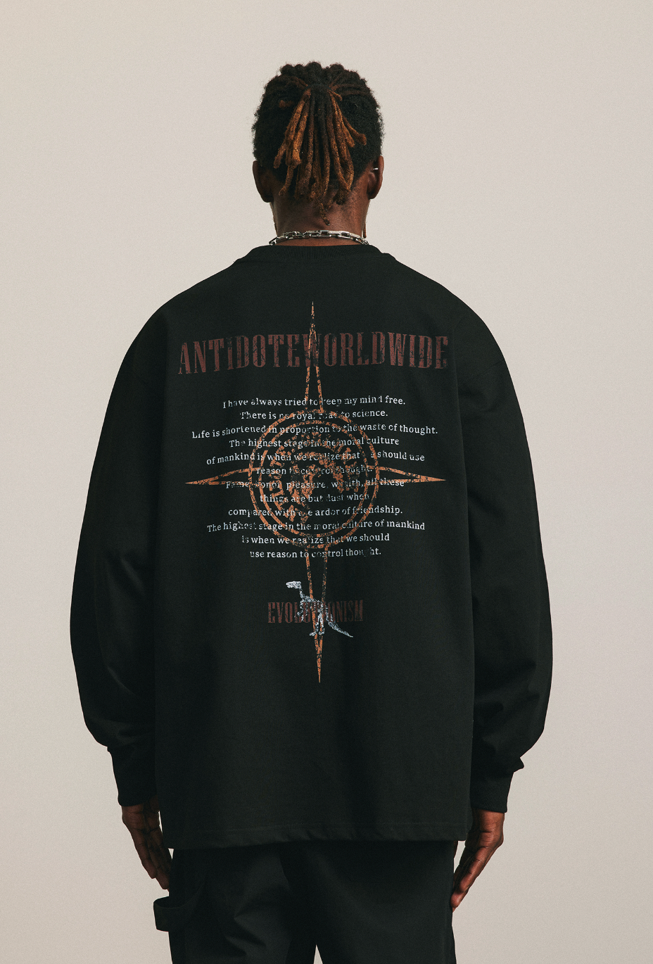 ANTIDOTE Dinosaur Printed Long Sleeved Tee