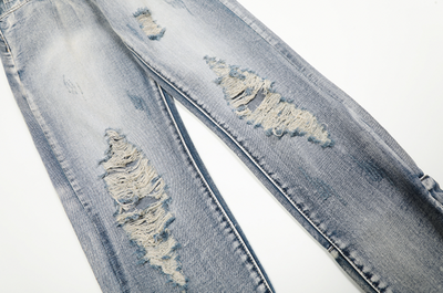 F3F Select Washed Hole Zipper Slim Denim Jeans