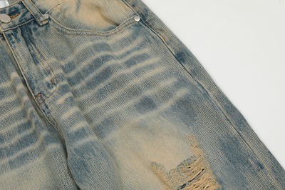 F3F Select Wash Old Yellowing Hole Vintage Denim Jeans