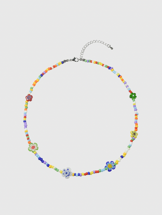 AWE Glazed Flower Beaded Necklace