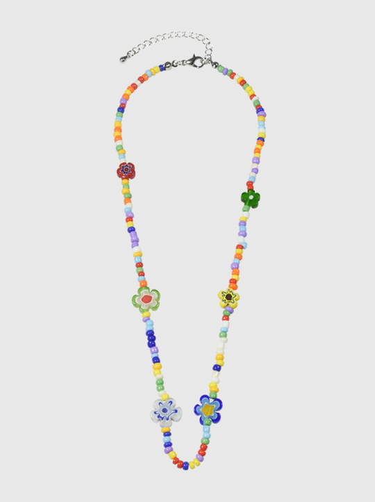 AWE Glazed Flower Beaded Necklace