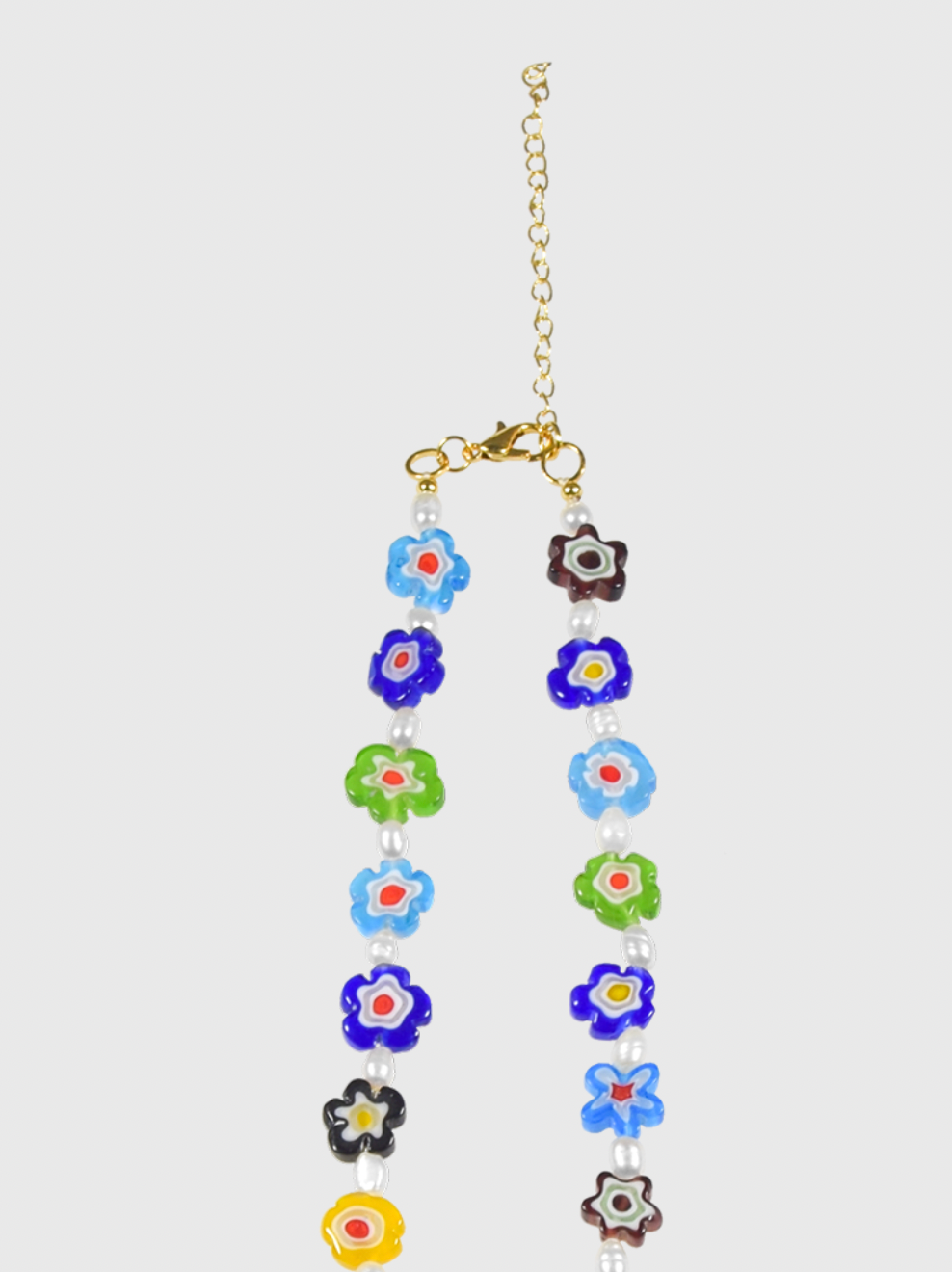 AWE Colored Glass Flower Pearl Necklace