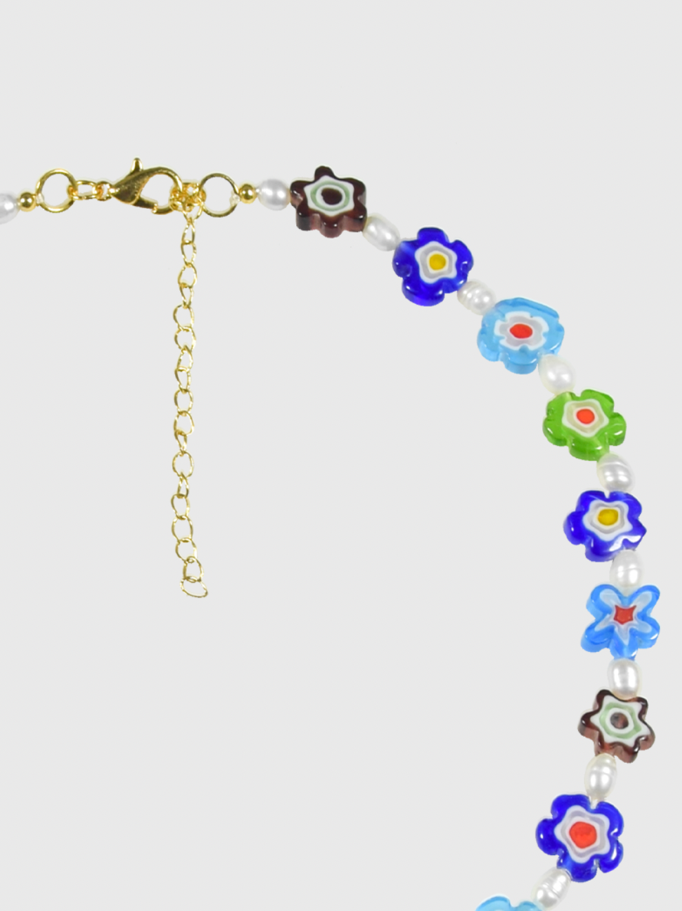 AWE Colored Glass Flower Pearl Necklace