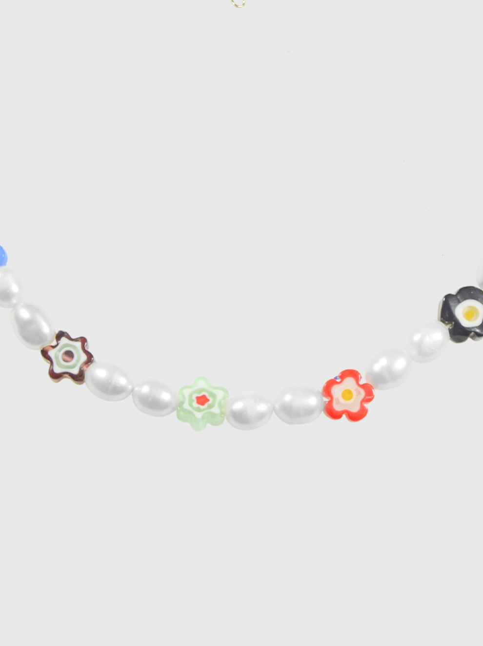 AWE Colored Glass Flower Pearl Necklace