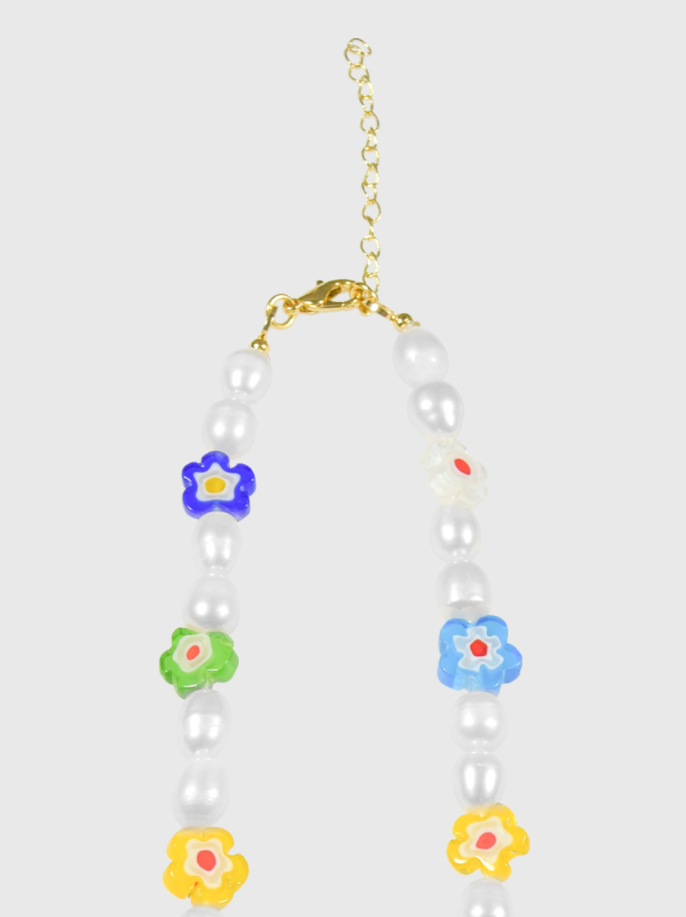 AWE Colored Glass Flower Pearl Necklace