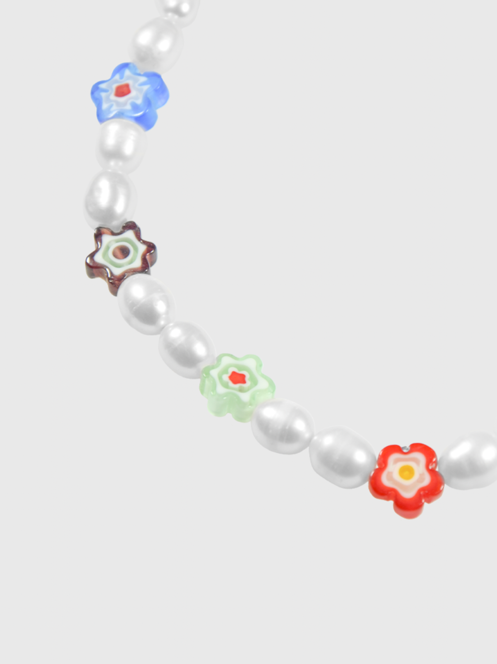 AWE Colored Glass Flower Pearl Necklace