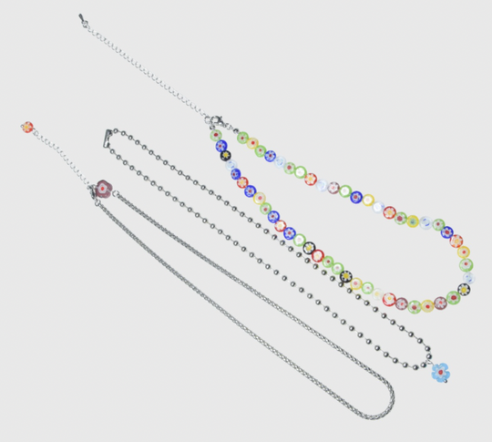 AWE Three Layered Colored Glazed Flower Beaded Necklace