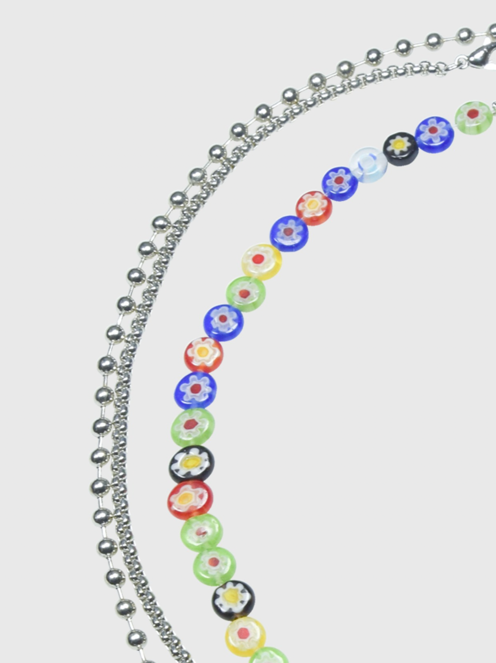 AWE Three Layered Colored Glazed Flower Beaded Necklace