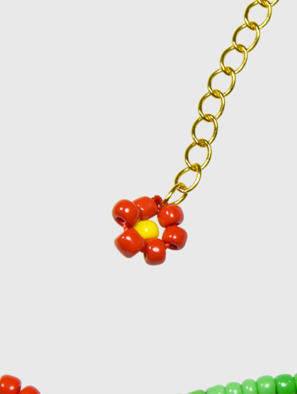 AWE Red Daisy Floral Beaded Necklace