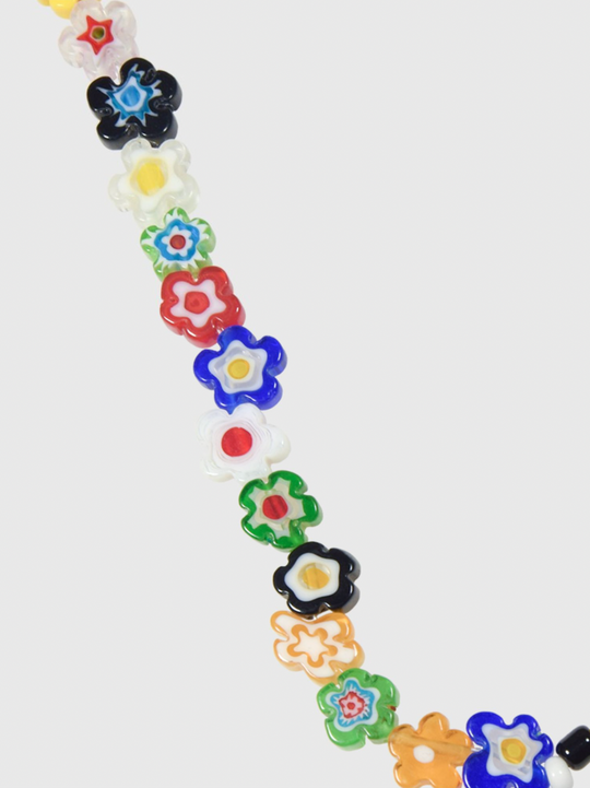 AWE Glass Flower Color Beaded Necklace