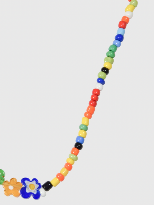 AWE Glass Flower Color Beaded Necklace