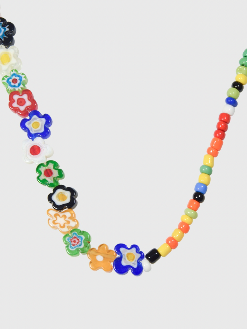 AWE Glass Flower Color Beaded Necklace