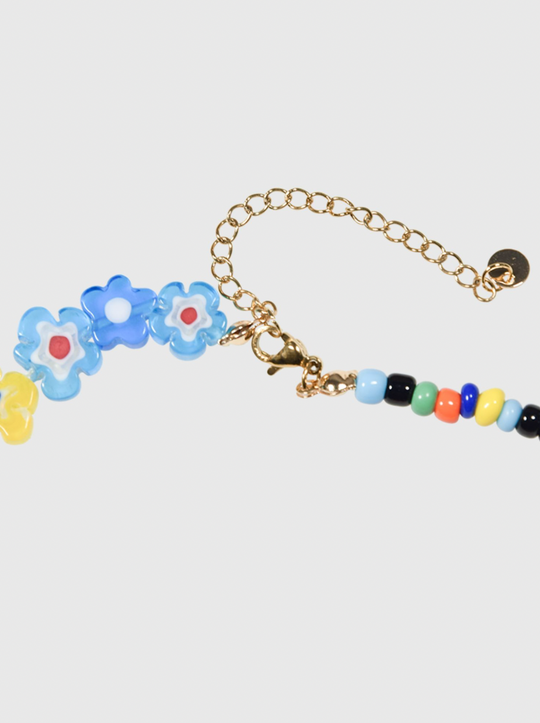 AWE Glass Flower Color Beaded Necklace