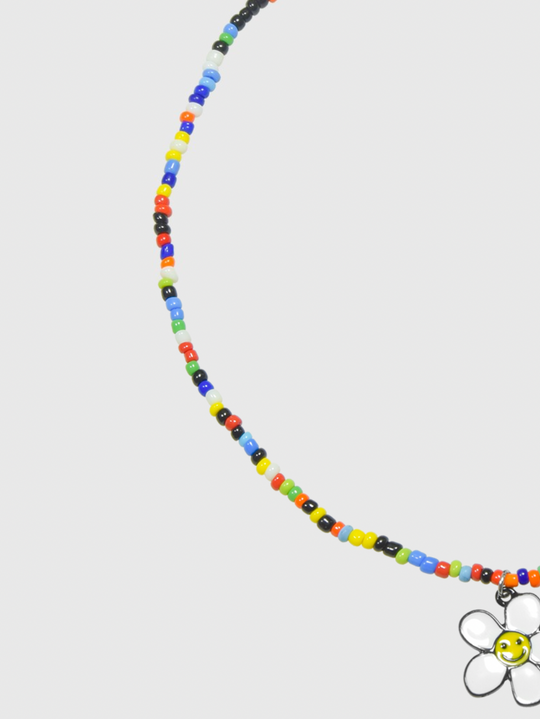 AWE Beaded Sunflower Smiley Necklace