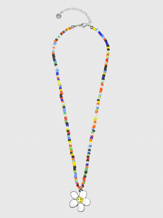 AWE Beaded Sunflower Smiley Necklace