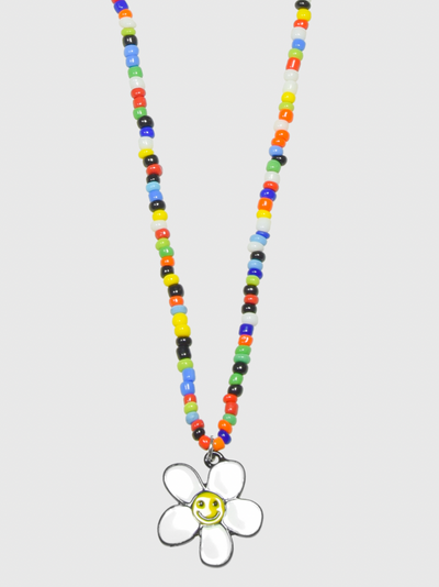 AWE Beaded Sunflower Smiley Necklace