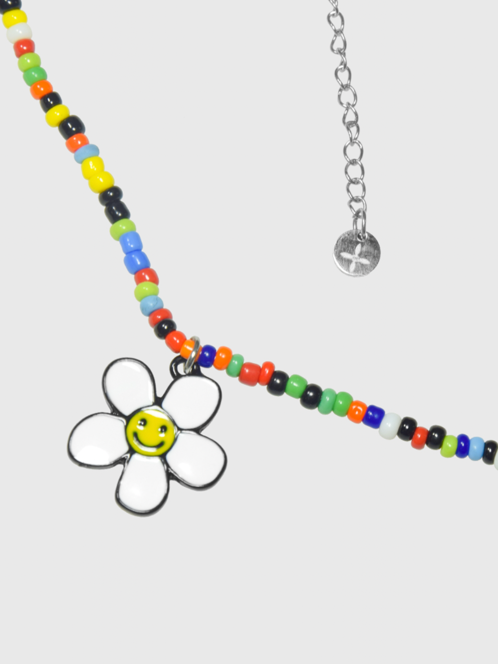 AWE Beaded Sunflower Smiley Necklace