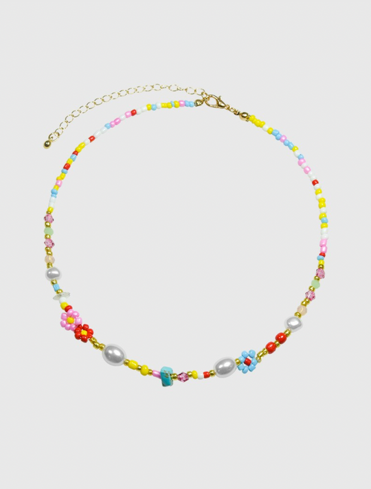 AWE Flower Pearl Beaded Necklace