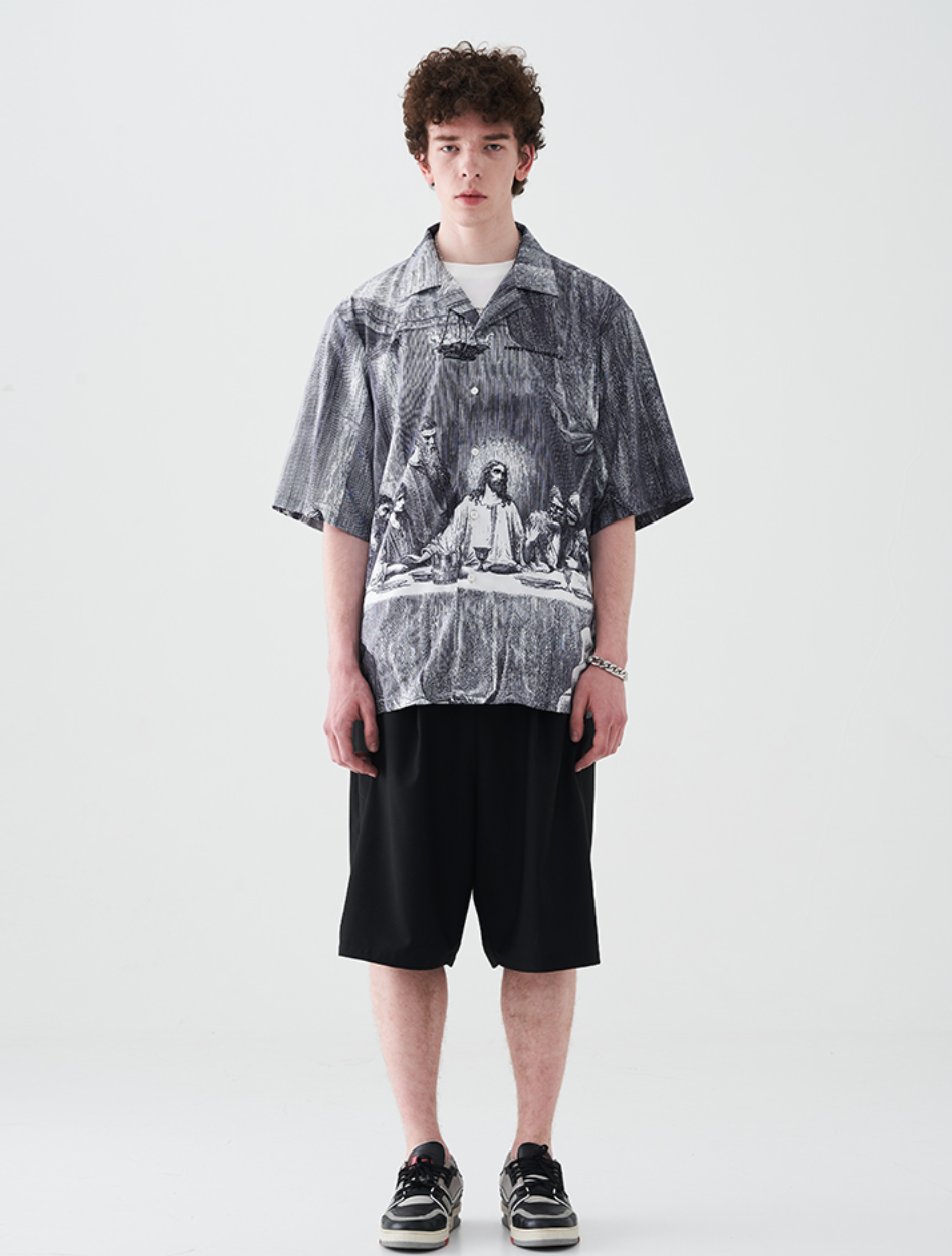 Harsh and Cruel The Last Supper Print Cuban Shirt