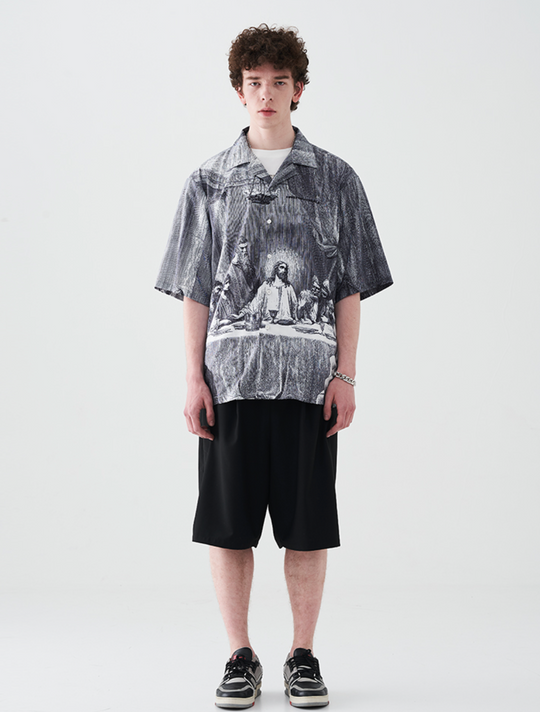 Harsh and Cruel The Last Supper Print Cuban Shirt