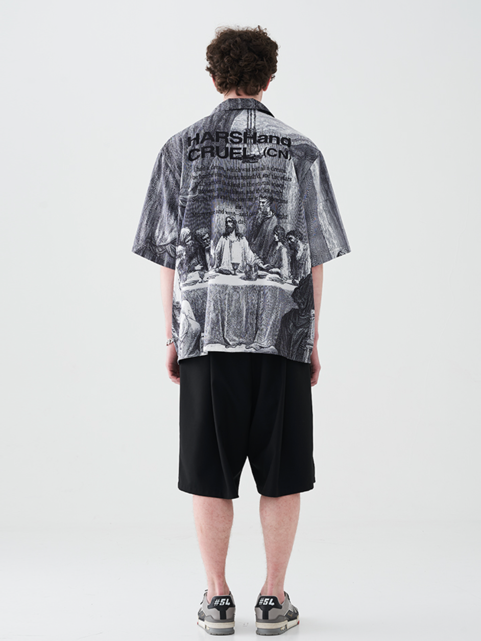 Harsh and Cruel The Last Supper Print Cuban Shirt