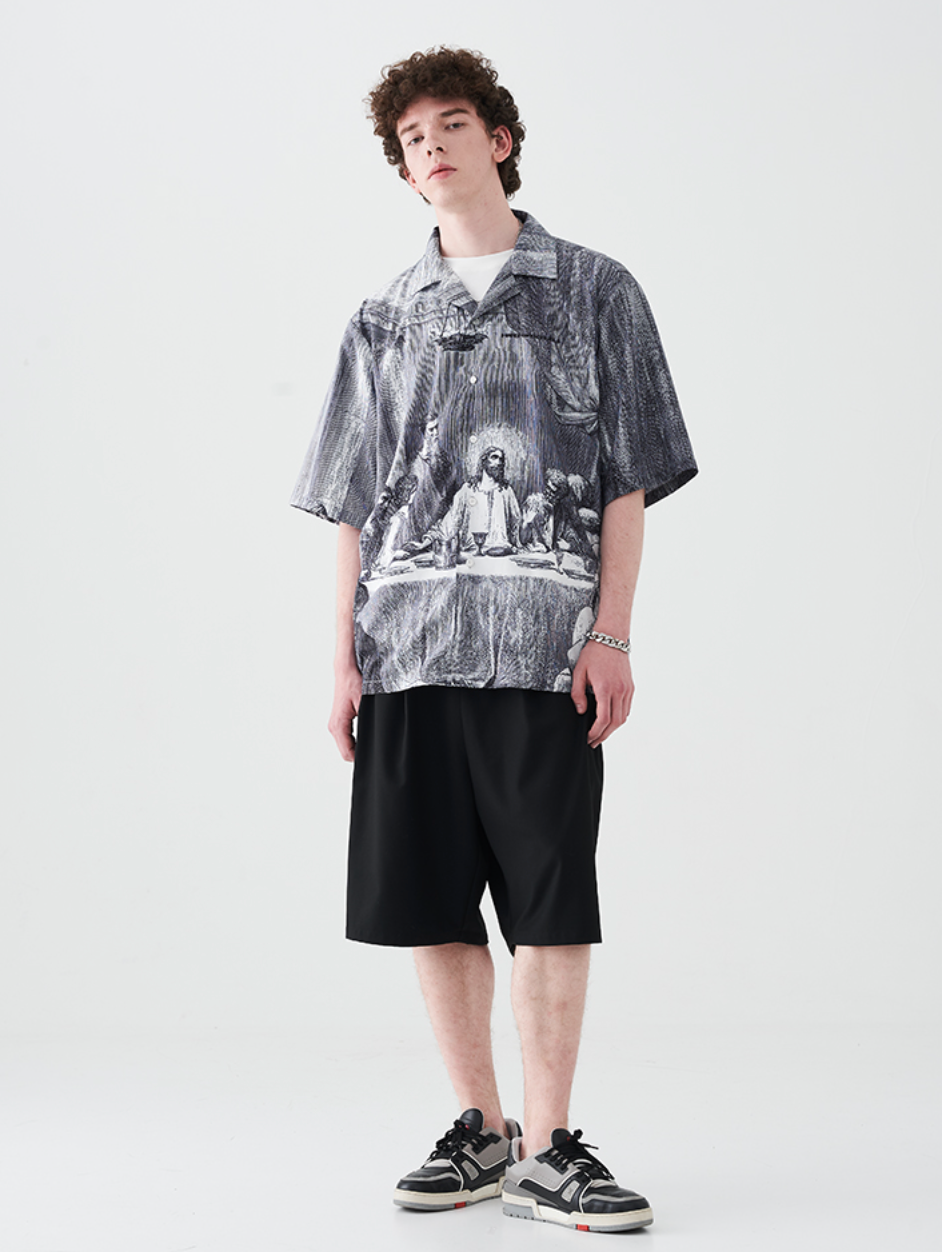 Harsh and Cruel The Last Supper Print Cuban Shirt