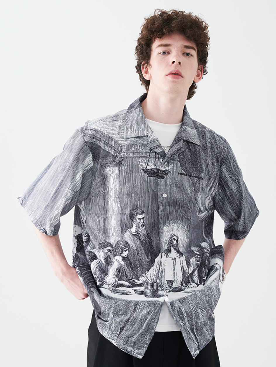 Harsh and Cruel The Last Supper Print Cuban Shirt