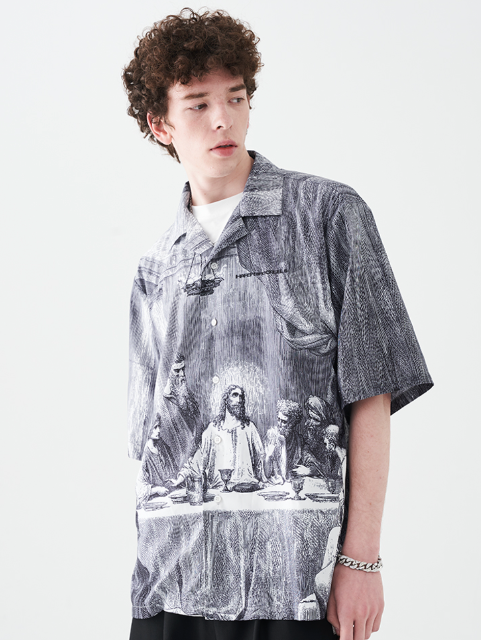 Harsh and Cruel The Last Supper Print Cuban Shirt