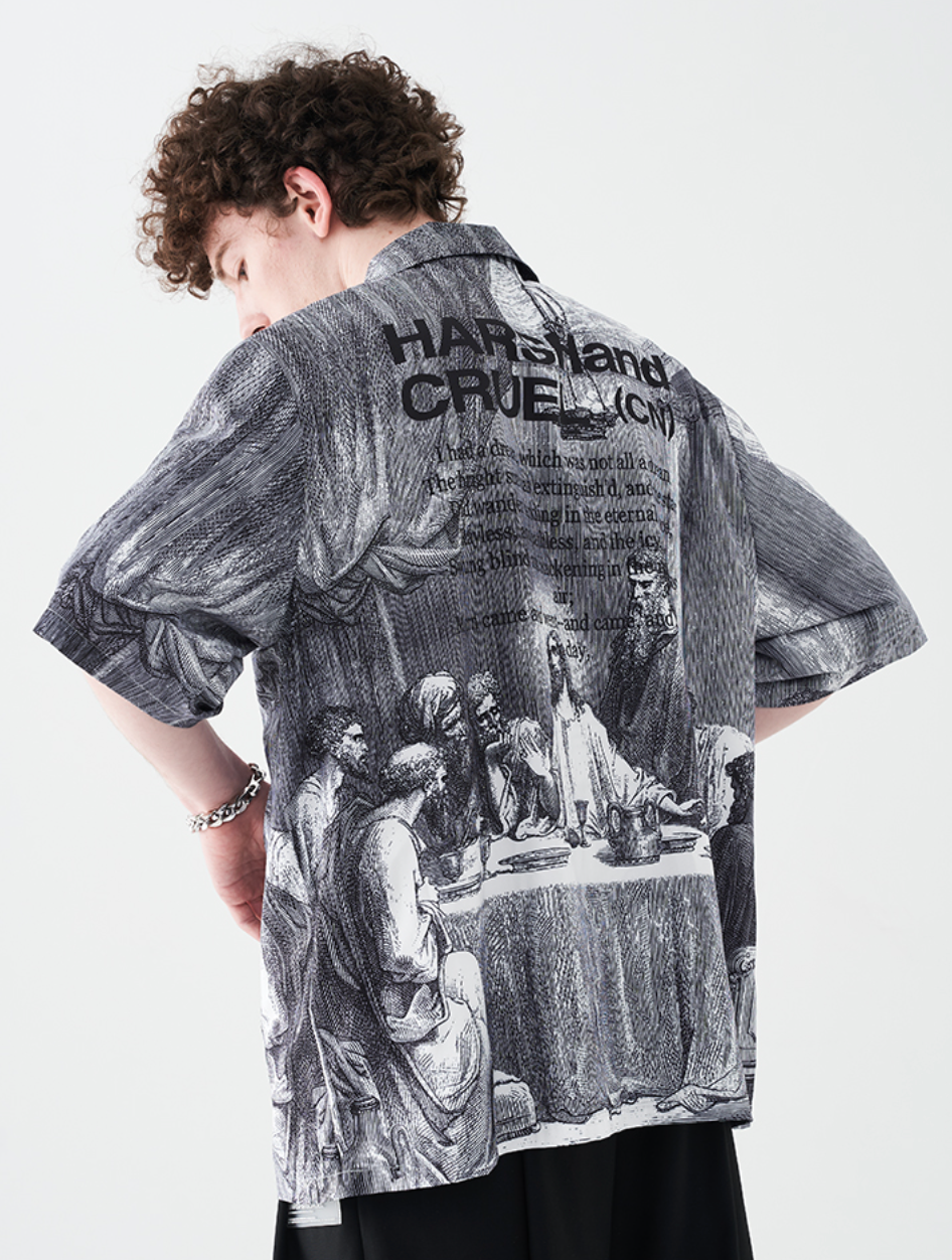 Harsh and Cruel The Last Supper Print Cuban Shirt