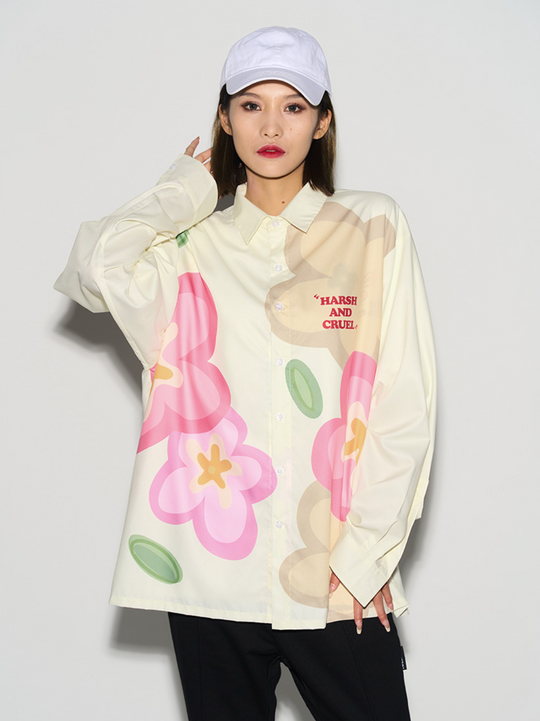 Harsh and Cruel Handpainted Cartoon Flowers L/S Shirt
