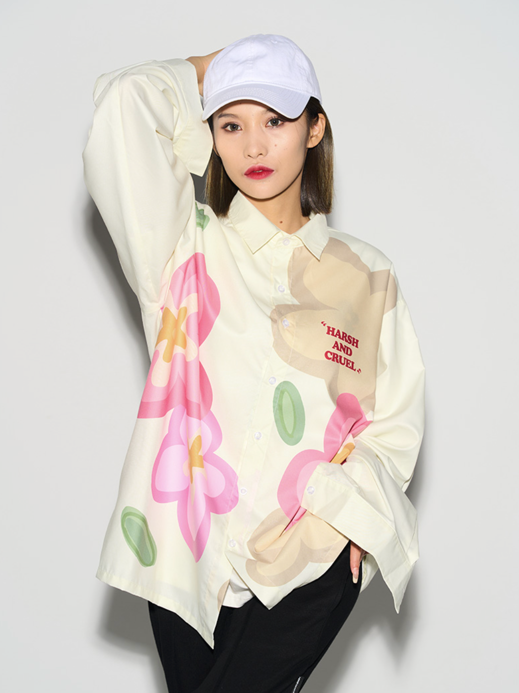 Harsh and Cruel Handpainted Cartoon Flowers L/S Shirt