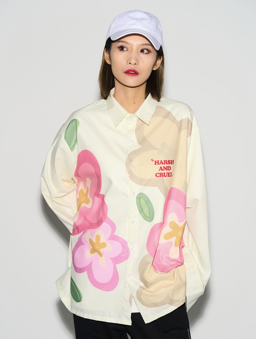 Harsh and Cruel Handpainted Cartoon Flowers L/S Shirt
