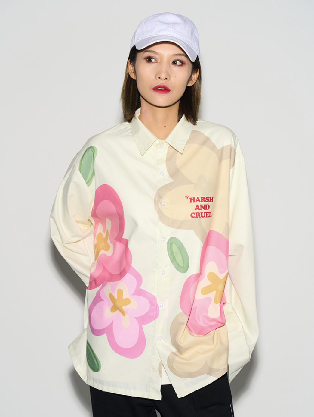 Harsh and Cruel Handpainted Cartoon Flowers L/S Shirt