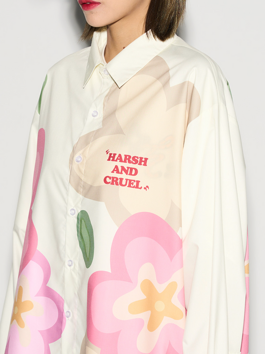 Harsh and Cruel Handpainted Cartoon Flowers L/S Shirt
