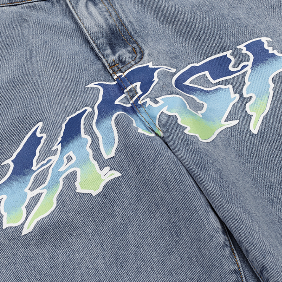 Harsh and Cruel Gradient Logo Loose Denim